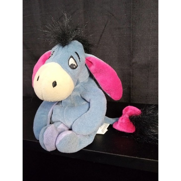 Disney Store Winnie The Pooh Eeyore Sad eyes Bean Bag Plush Stuffed Toy Beanie - Picture 2 of 5